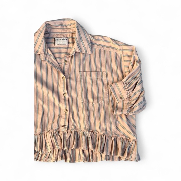 FREE PEOPLE Baily Stripe Shirt Size Large - Picture 7 of 9